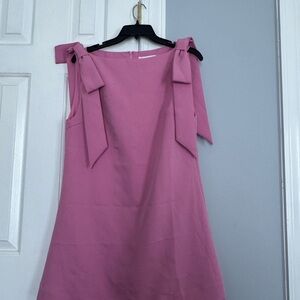 MABLE Pink Bow Tie-Shoulder Mini Dress